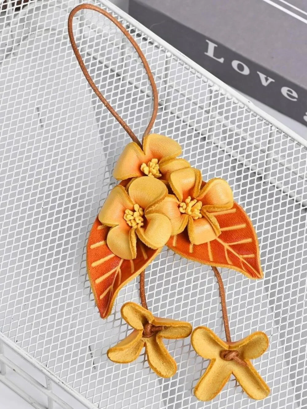 Handcrafted Leather Flower Bag Charm for Women - Unique Accessory for Handbags